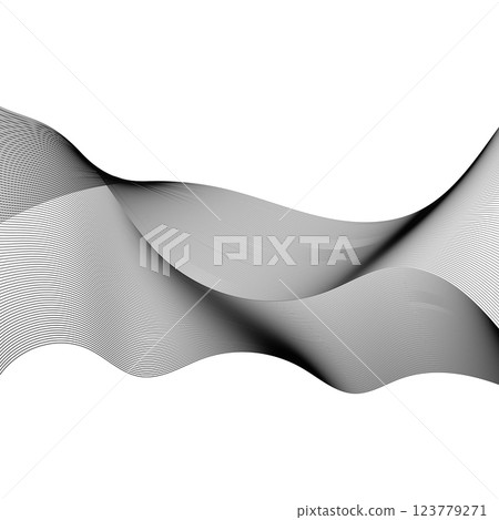Abstract Black Wavy Lines sound Forming, Fluid Motion Optical Illusion 123779271