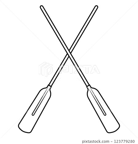 Two Crossed Oars on White Background, Nautical Adventure Art 123779280