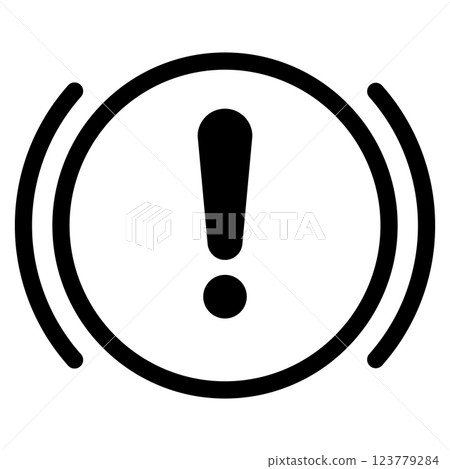 Black brake warning symbol with exclamation mark in circle 123779284