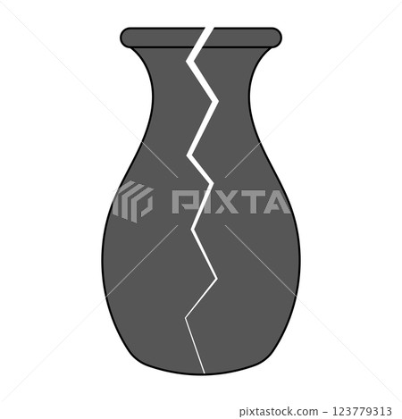 Broken vase with jagged crack, Shattered Vase Symbolizing Fragility 123779313