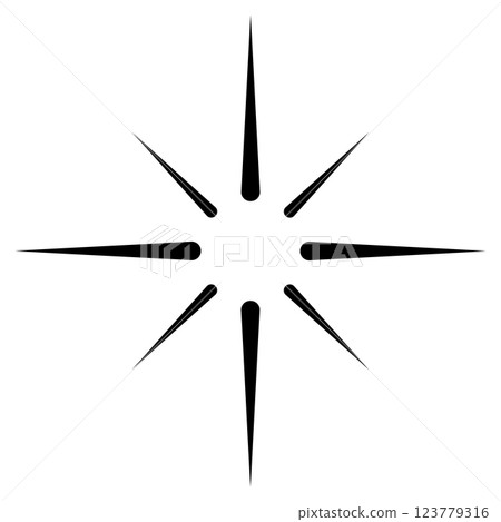 striking black starburst eight pointed rays on a white background striking black starburst eight pointed rays on a white background 123779316