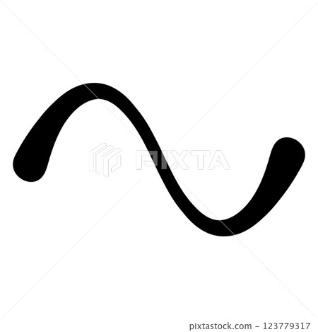 Bold Black Wavy Line with Smooth Curves on White Background Bold Black Wavy Line with Smooth Curves on White Background 123779317