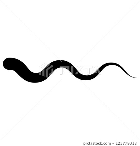 Bold Black Wavy Line Flowing Across White Background in Motion Bold Black Wavy Line Flowing Across White Background in Motion 123779318