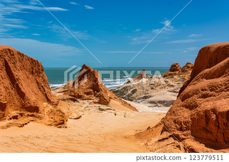 The rock formations at Canoa Quebrada Beach at Canoa Quebrada, state of Ceara, Brazil The rock formations at Canoa Quebrada Beach at Canoa Quebrada, state of Ceara, Brazil 123779511