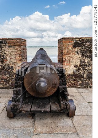 Historic fort called Forte do Presepio at Belem, Para, Brazil. It hosts the Encounter Museum, Museu do Encontro Historic fort called Forte do Presepio at Belem, Para, Brazil. It hosts the Encounter Museum, Museu do Encontro 123779543