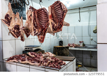 Fish and food market, Mercado Municipal at Soure in the Marajo Island at Para, Brazil Fish and food market, Mercado Municipal at Soure in the Marajo Island at Para, Brazil 123779551