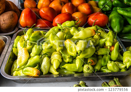 Fish and food market, Mercado Municipal at Soure in the Marajo Island at Para, Brazil 123779556