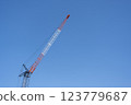 Blue sky and crane on construction site 123779687