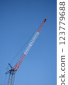 Blue sky and crane on construction site 123779688