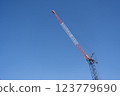 Blue sky and crane on construction site 123779690