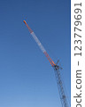 Blue sky and crane on construction site 123779691
