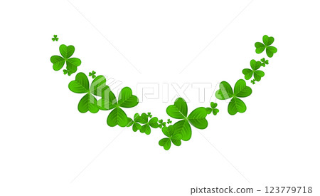 Realistic shamrock wreath element. Round clover frame. Green leaves 123779718