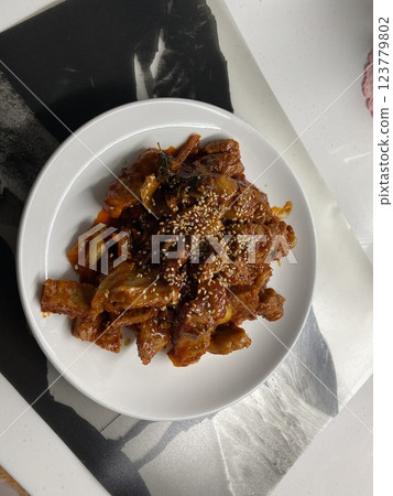 "Korean BBQ: Mouthwatering Pork Neck, Samgyeopsal, and Marinated Bulgogi" 123779802