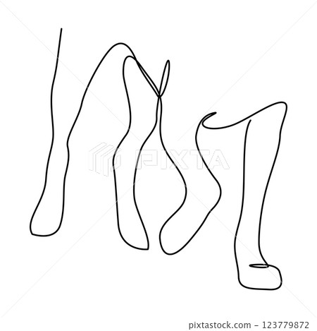 Continuous one line drawing of dog paws on a walk. Limping dog with one leg lifted off the floor. Abstract single line illustration, editable stroke. 123779872