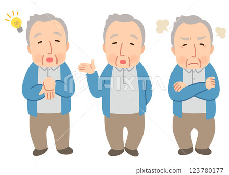 Elderly man, facial expression pose, senior, elderly, late elderly Elderly man, facial expression pose, senior, elderly, late elderly 123780177