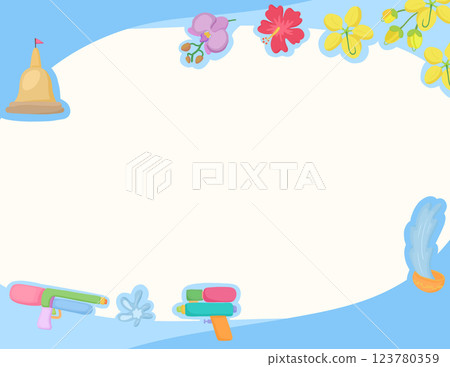 Blue background and Songkran Day illustration Blue background and Songkran Day illustration 123780359