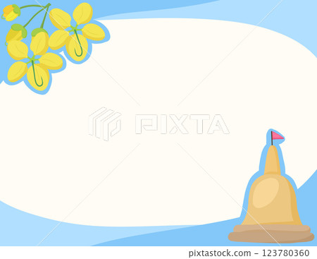 Blue background and Songkran Day illustration Blue background and Songkran Day illustration 123780360