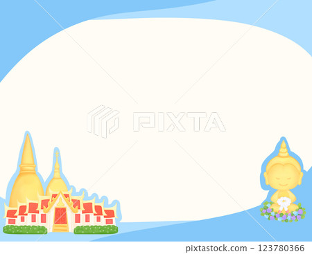 Blue background and Songkran Day illustration 123780366