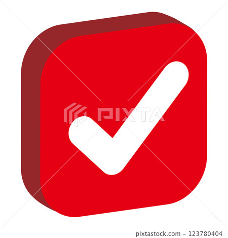 3D isometric check mark icon red 123780404