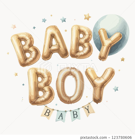 Cute baby shower watercolor invitation card. Its a girl, Its a boy card with pink and blue balloon. Cute baby shower watercolor invitation card. Its a girl, Its a boy card with pink and blue balloon. 123780606