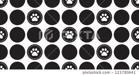 dog paw seamless pattern polka dot cat footprint vector dash line pet puppy kitten cartoon doodle french bulldog gift wrapping paper repeat wallpaper tile background scarf isolated illustration design 123780641