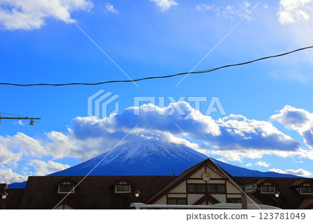 Yamanashi Prefecture Fujikyuko Line Kawaguchiko Station and Mt. Fuji 123781049