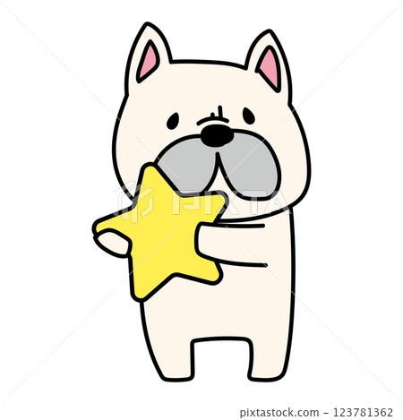 法國鬥牛犬拿著一顆星星 123781362