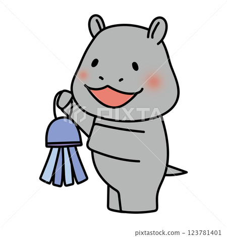 Hippopotamus decorating for Tanabata Hippopotamus decorating for Tanabata 123781401