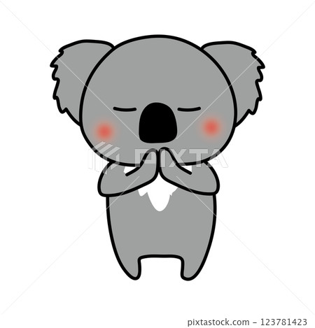 Koala putting hands together and making a wish 123781423