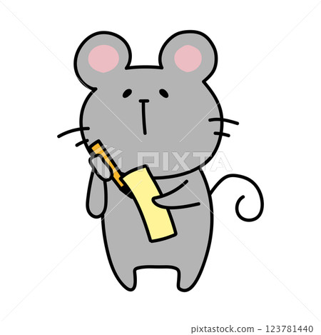 一隻老鼠在紙條上寫下七夕願望 123781440