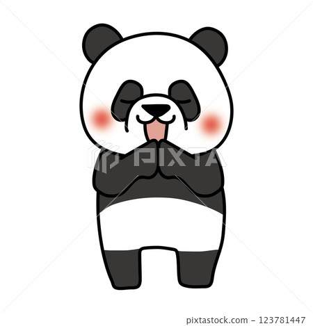 熊貓雙手合十許願 123781447