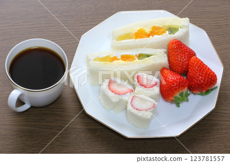 Fruit sandwich and coffee Fruit sandwich and coffee 123781557