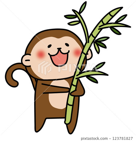 Monkeys preparing bamboo for Tanabata 123781827