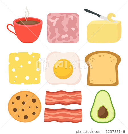 healthy breakfast set, flat style healthy breakfast set, flat style 123782146