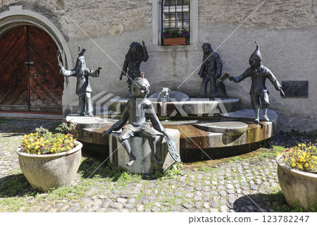 Narrenbrunnen in Lindau on Lake Constance, Bavaria, Germany 123782247