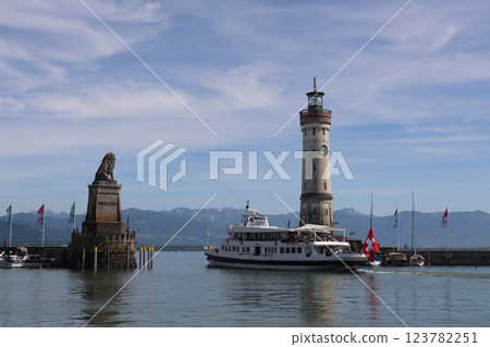 Port of Lindau on Lake Constance, Bavaria, Germany 123782251