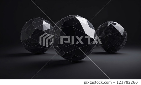 Polygonal sphere on a black background 123782260