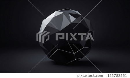 Polygonal sphere on a black background Polygonal sphere on a black background 123782261