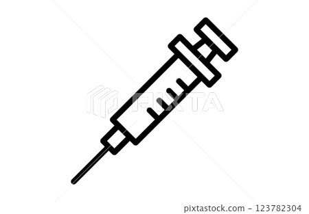 Simple syringe icon, white background Simple syringe icon, white background 123782304