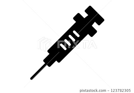 Simple syringe icon, white background Simple syringe icon, white background 123782305