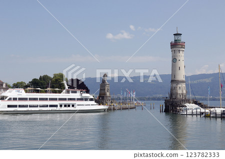 Port of Lindau on Lake Constance, Bavaria, Germany 123782333