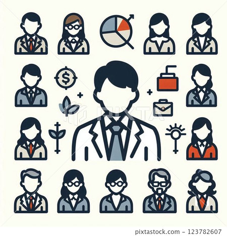 Office worker, middle-aged, business scene Office worker, middle-aged, business scene 123782607