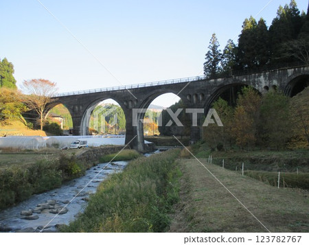 The arch bridge of the abandoned former JNR Miyahara Line in Kitazato, Oguni-machi, Aso-gun, Kumamoto Prefecture, the Konogawa Bridge, a nationally registered tangible cultural property. 123782767