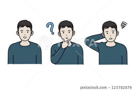 Illustration of a young man's facial expression set Illustration of a young man's facial expression set 123782876