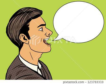 Man speak pop art style vector Man speak pop art style vector 123783310