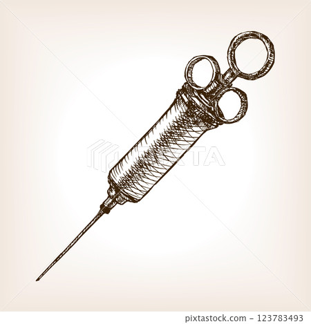 Vintage syringe sketch vector illustration 123783493
