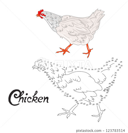Educational game connect dots to draw chicken bird 123783514