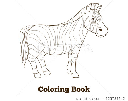 Coloring book zebra african savannah animal 123783542
