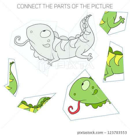 Puzzle game for children iguana 123783553