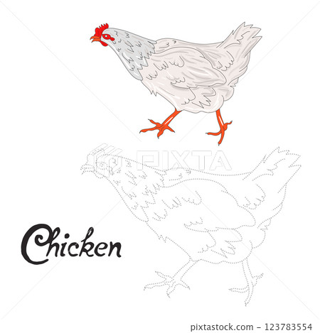 Educational game connect dots to draw hen bird 123783554